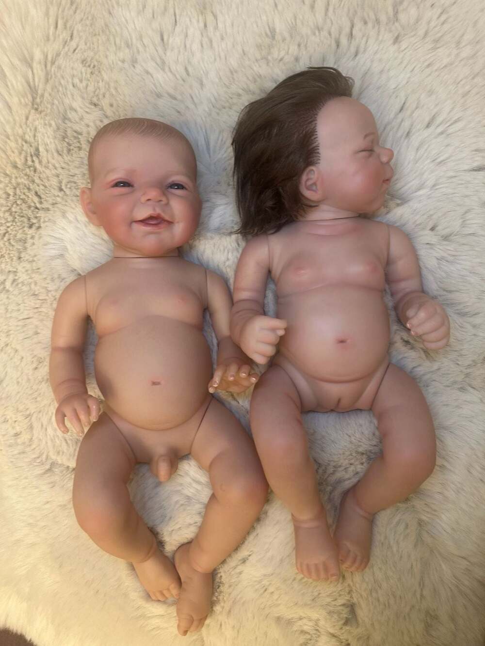 Charlie (painted hair) and Pascale (rooted hair) reborn doll kits by Joanna Kazm